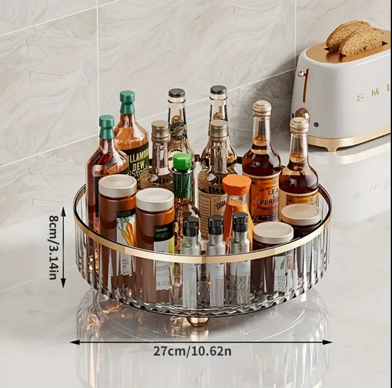 360-degree Rotating Turntable Organizer Space Saving Multi-Functional Storage Tray