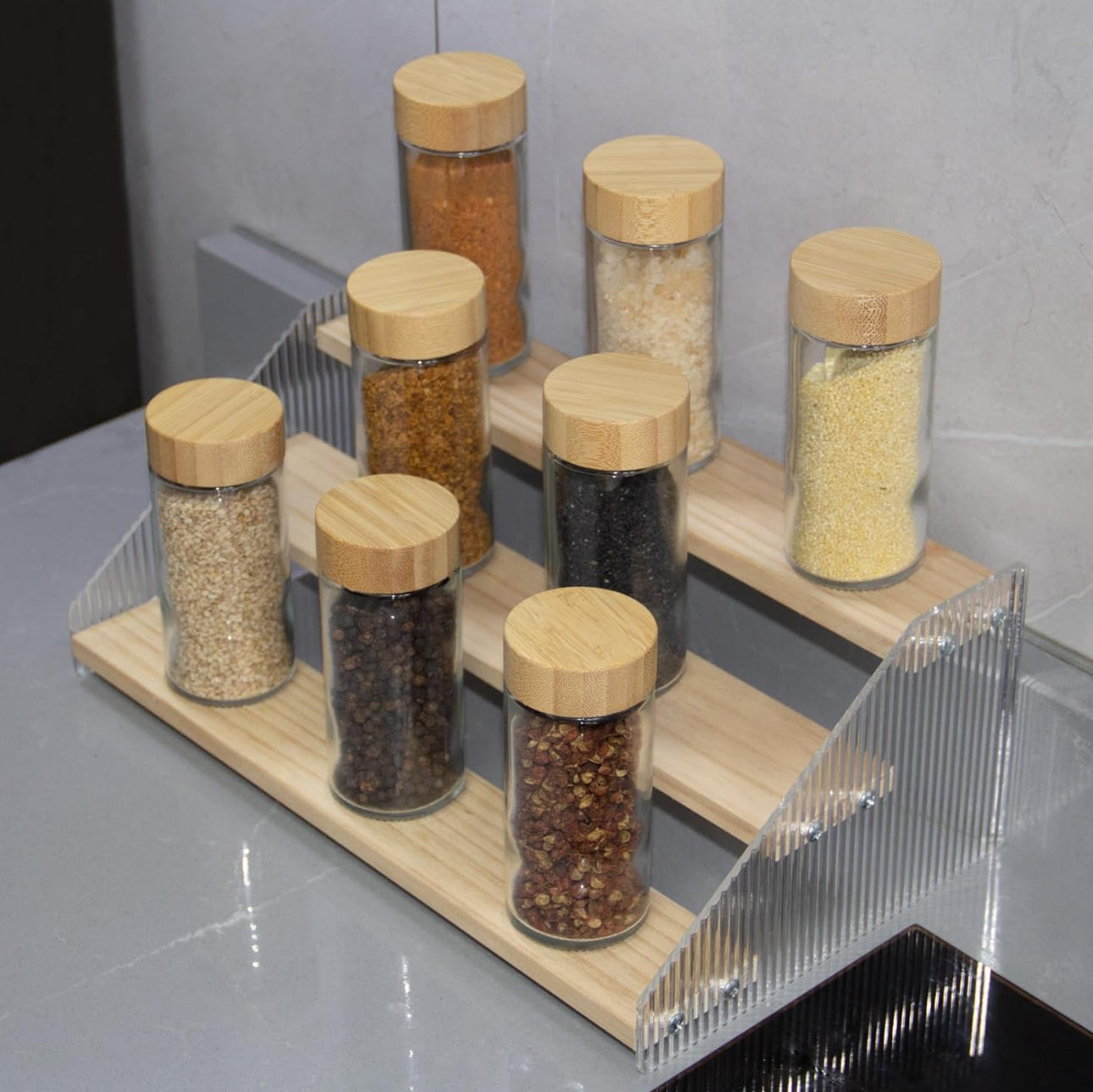 3 Tier Bamboo and Acrylic multi purpose stand