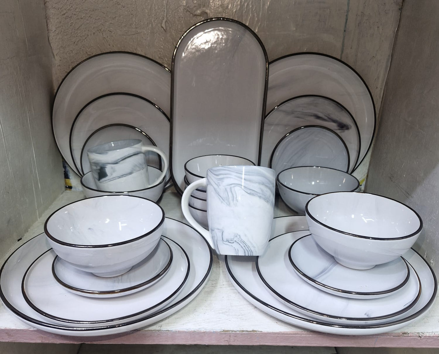 25pcs Marble Ceramic Dinneer set