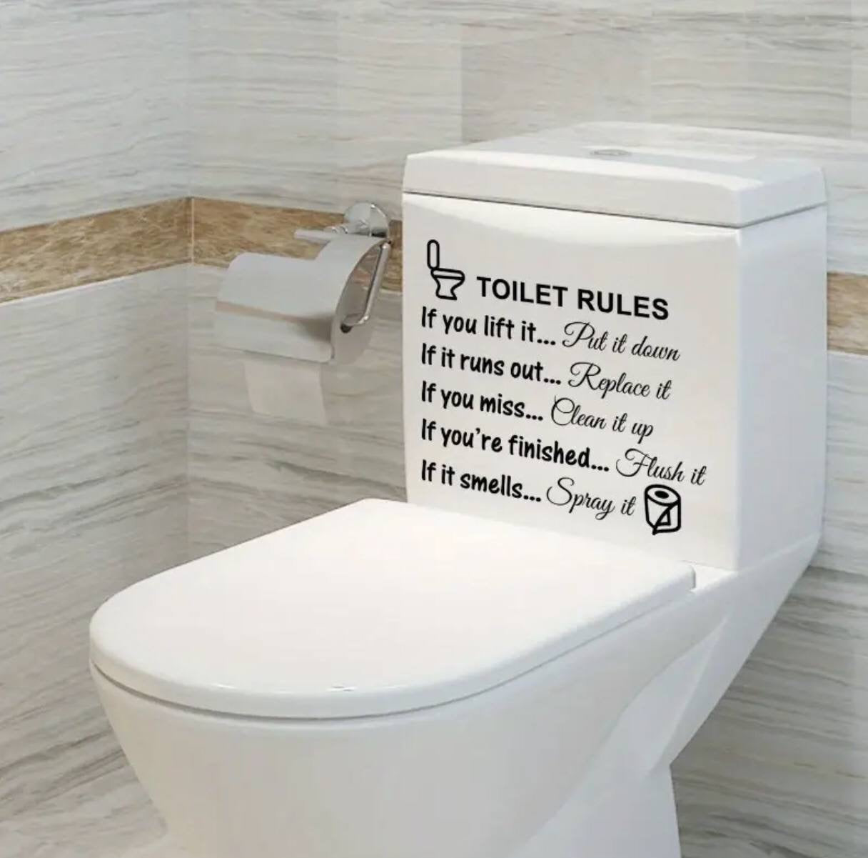 Rest Room/Cloak Room Toilet rules funny message DIY peel stickers