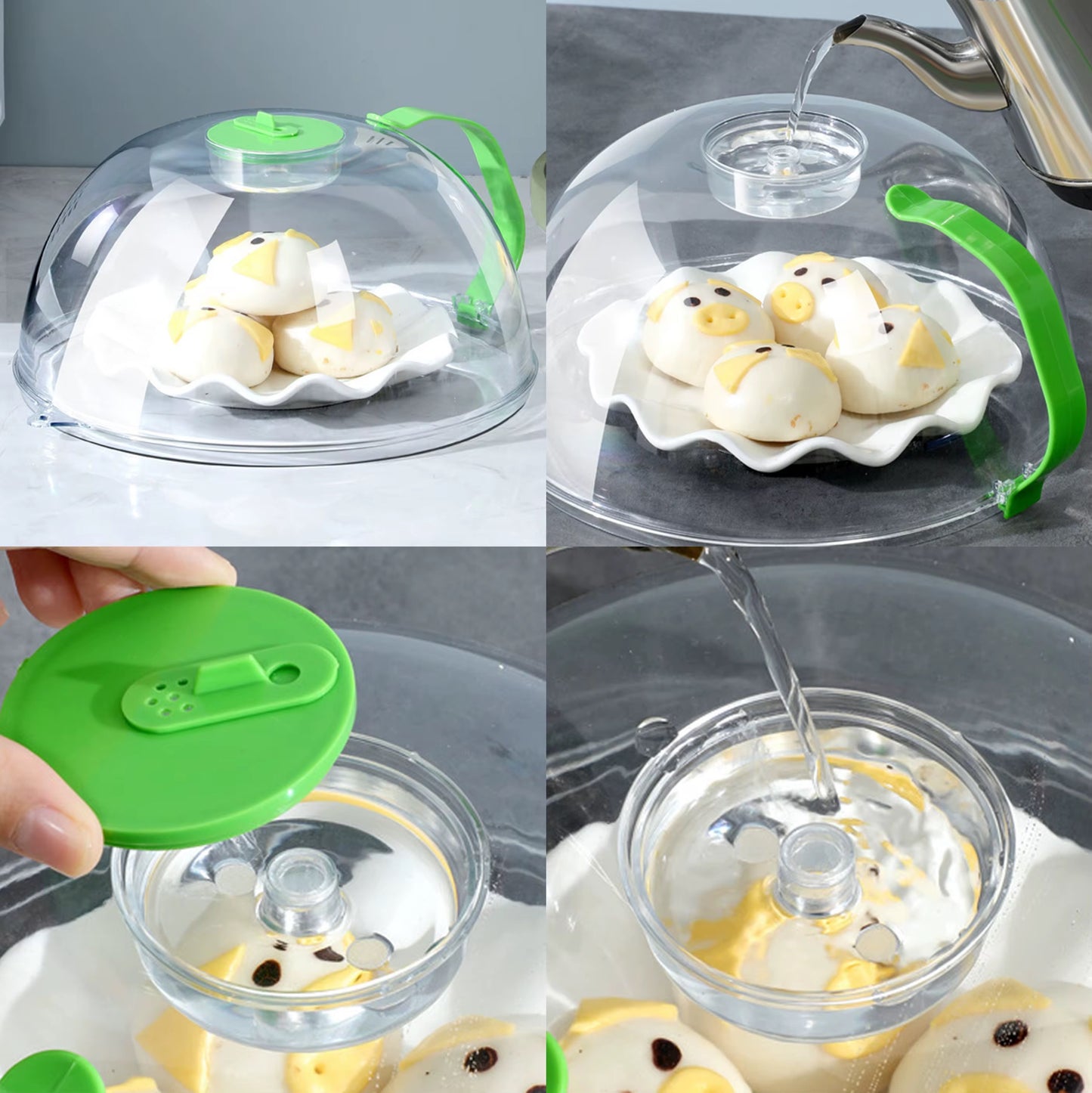 Microwave-Safe Steamer Cover with Handle