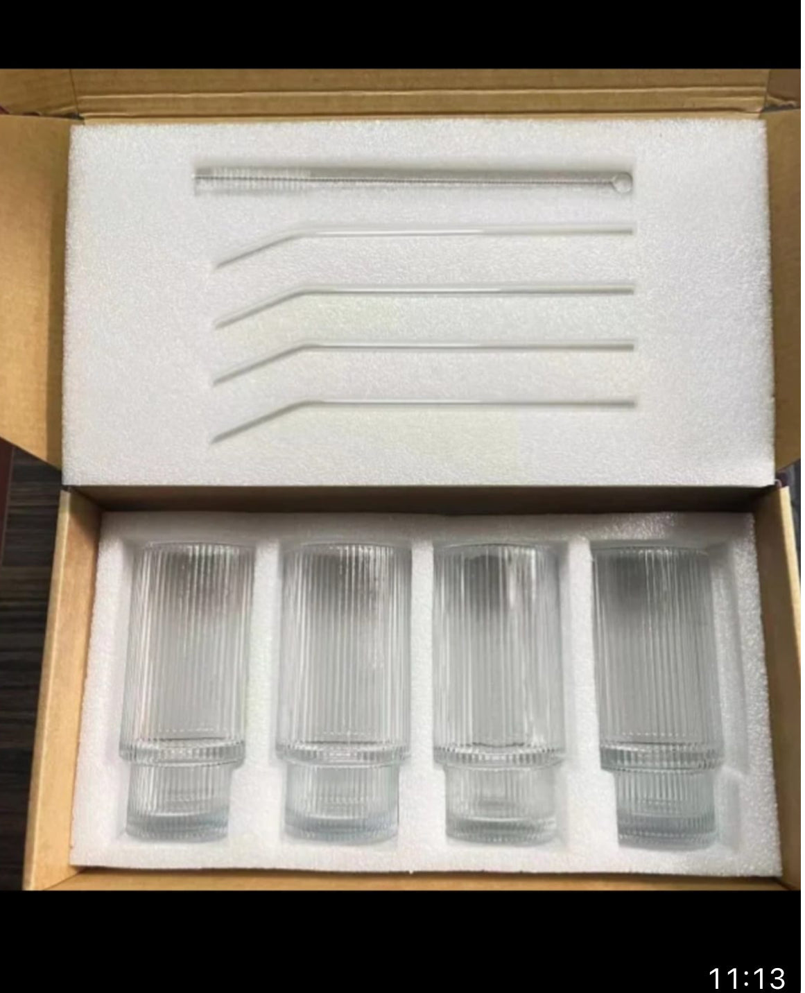 4pcs Aesthetic Highball crystal ribbed glasses