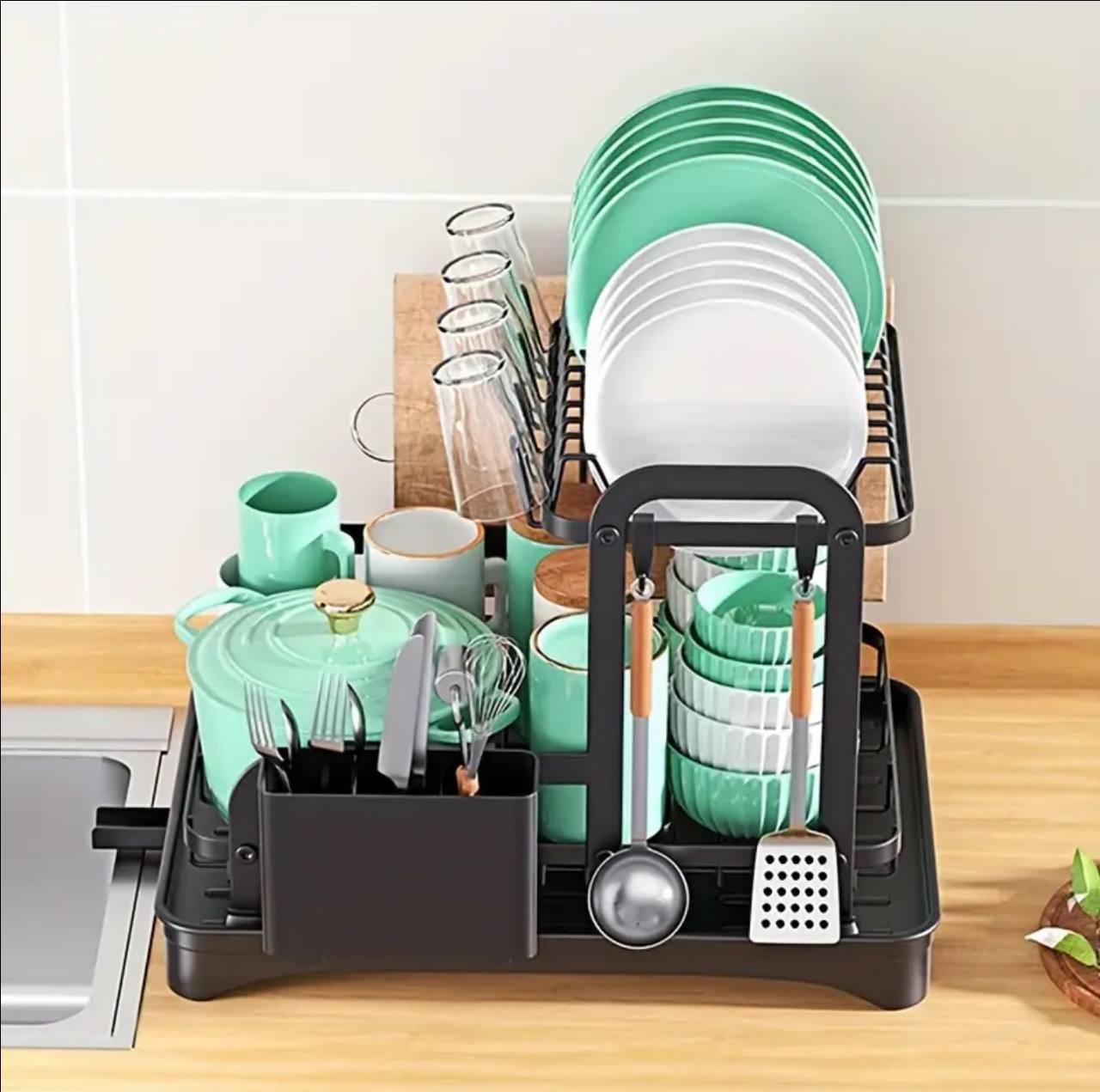 2 Tier Dish Drying Rack with Drip Tray