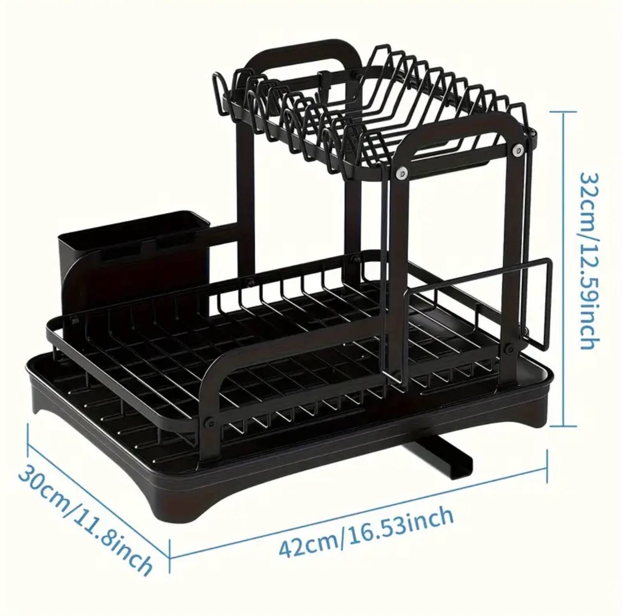 2 Tier Dish Drying Rack with Drip Tray