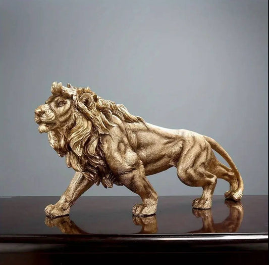 Golden Lion King Resin Desktop Animal Statue Decoration