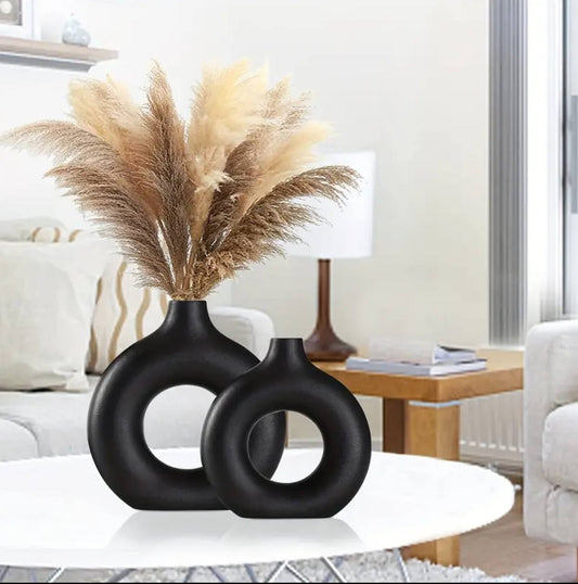 Porcelain Ceramic 2 in 1 Elegant Decor Donut Flower Vases