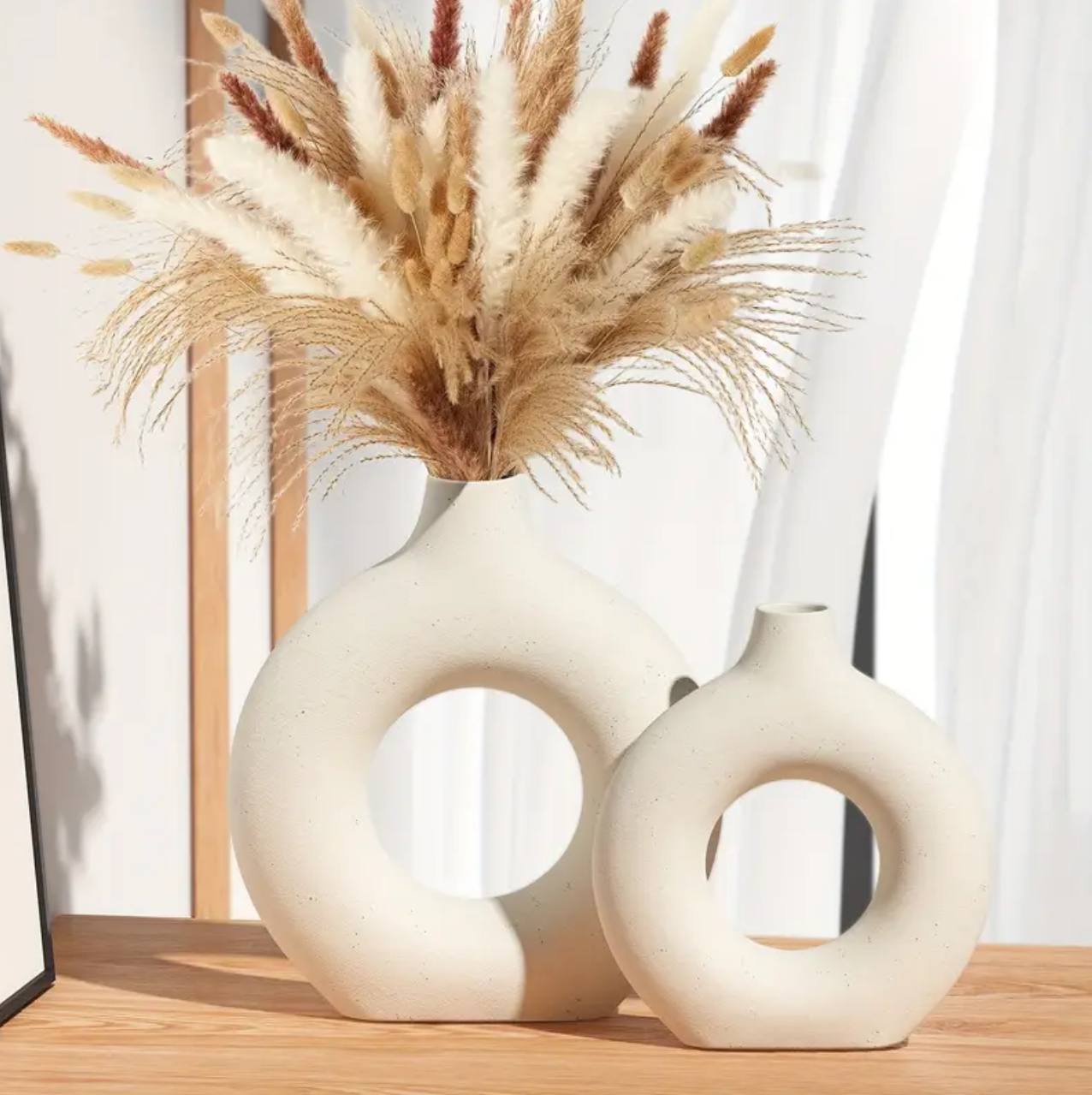 Porcelain Ceramic 2 in 1 Elegant Decor Donut Flower Vases