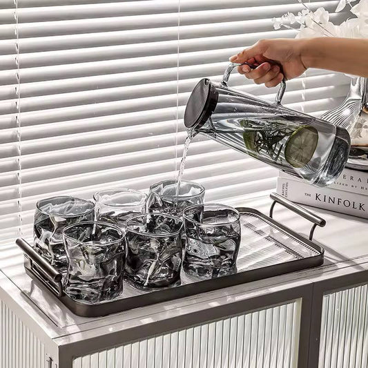 Golden or dark 7pc glass water set