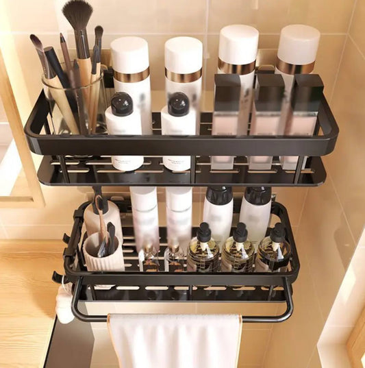 2 pcs Aluminum alloy  Rectangular Shelf with towel holder
