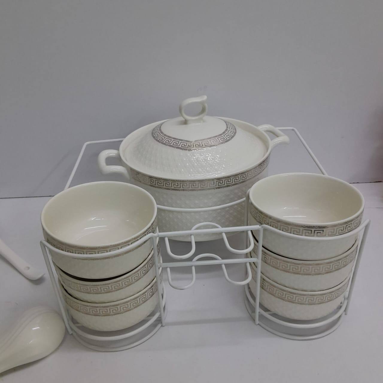 15PCS SOUP CEREMIC SET white