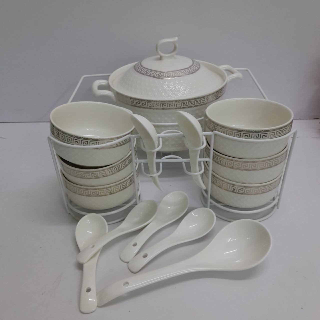 15PCS SOUP CEREMIC SET white