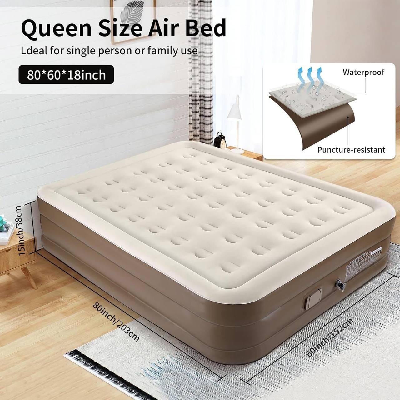Inflatable Airbed Mattress with  Automatic in built Pump