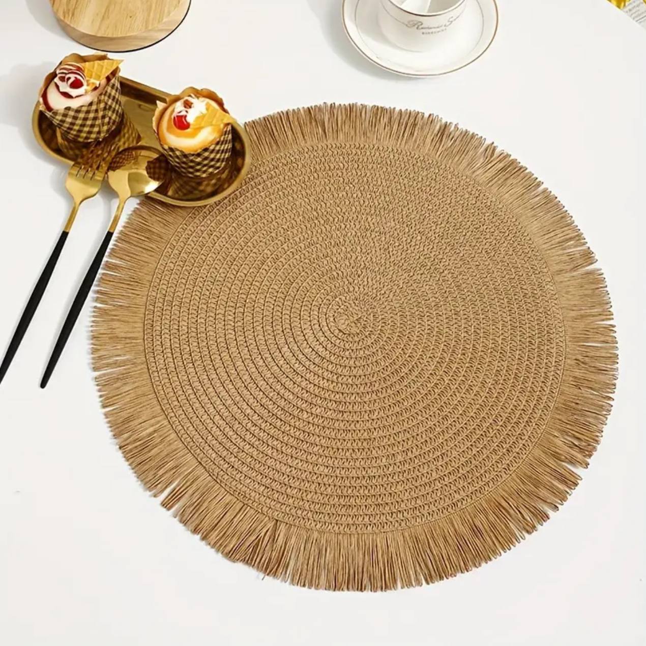 6PCS Round Jute Table Mat
Size 38cm diameter