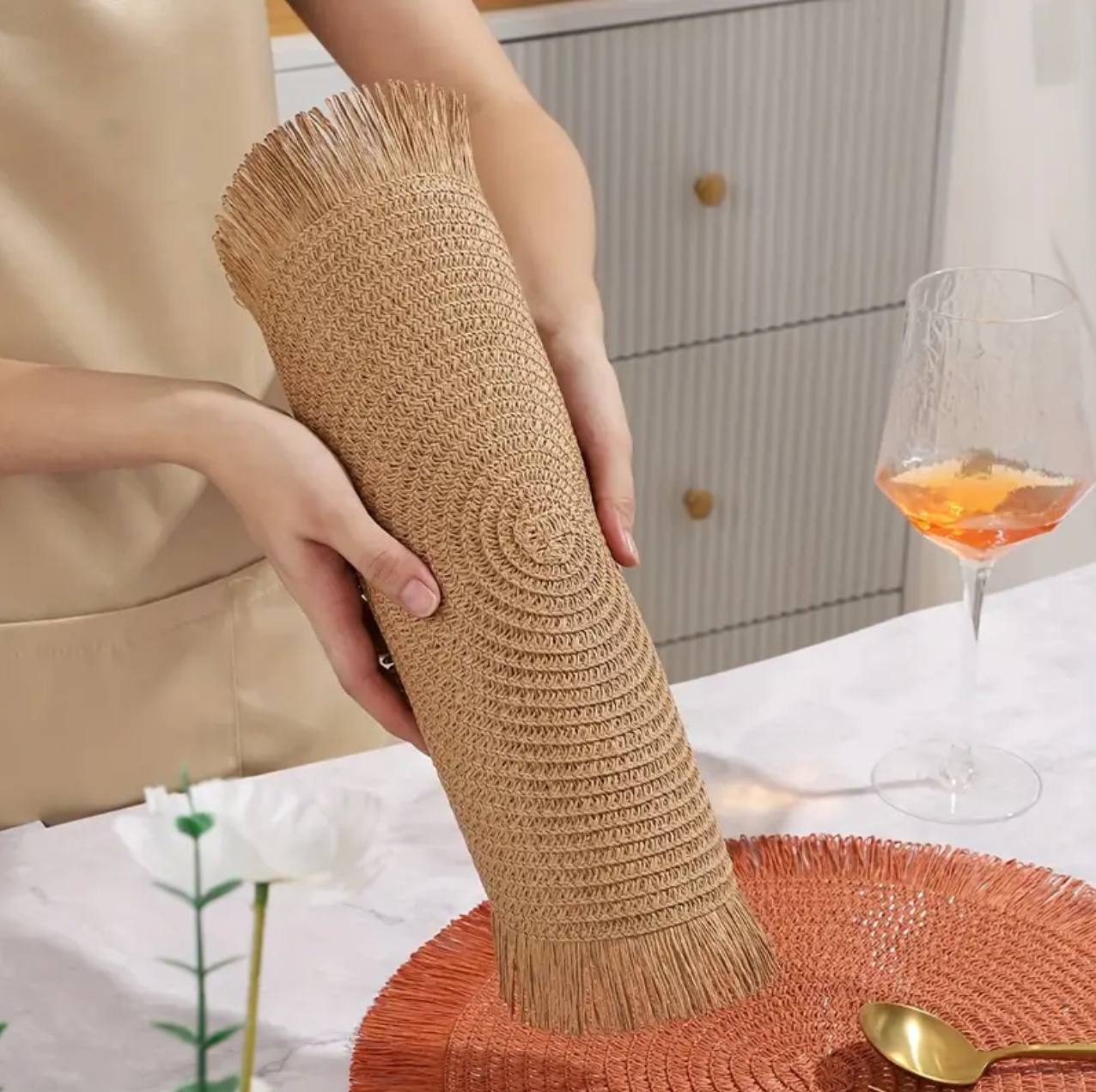 6PCS Round Jute Table Mat
Size 38cm diameter