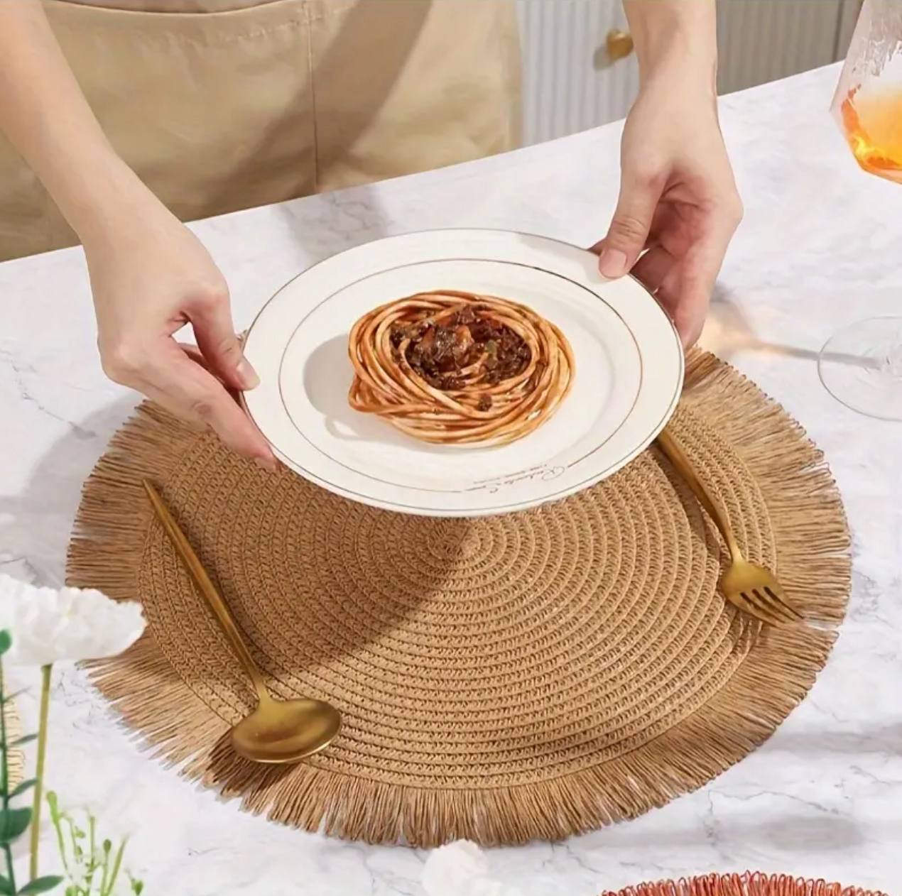 6PCS Round Jute Table Mat
Size 38cm diameter