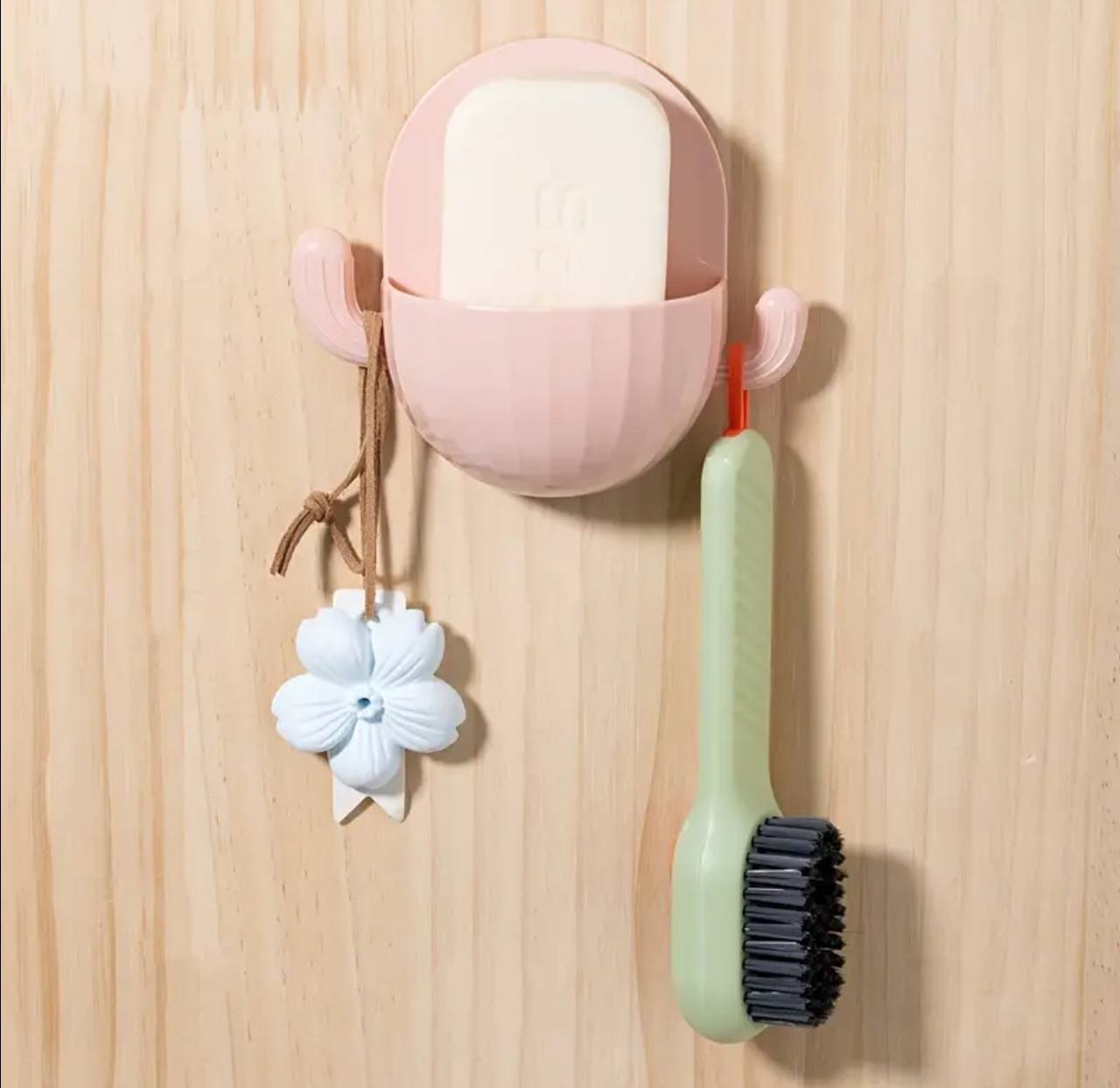 Wall Mounted Bathroom Container Holder with Hooks