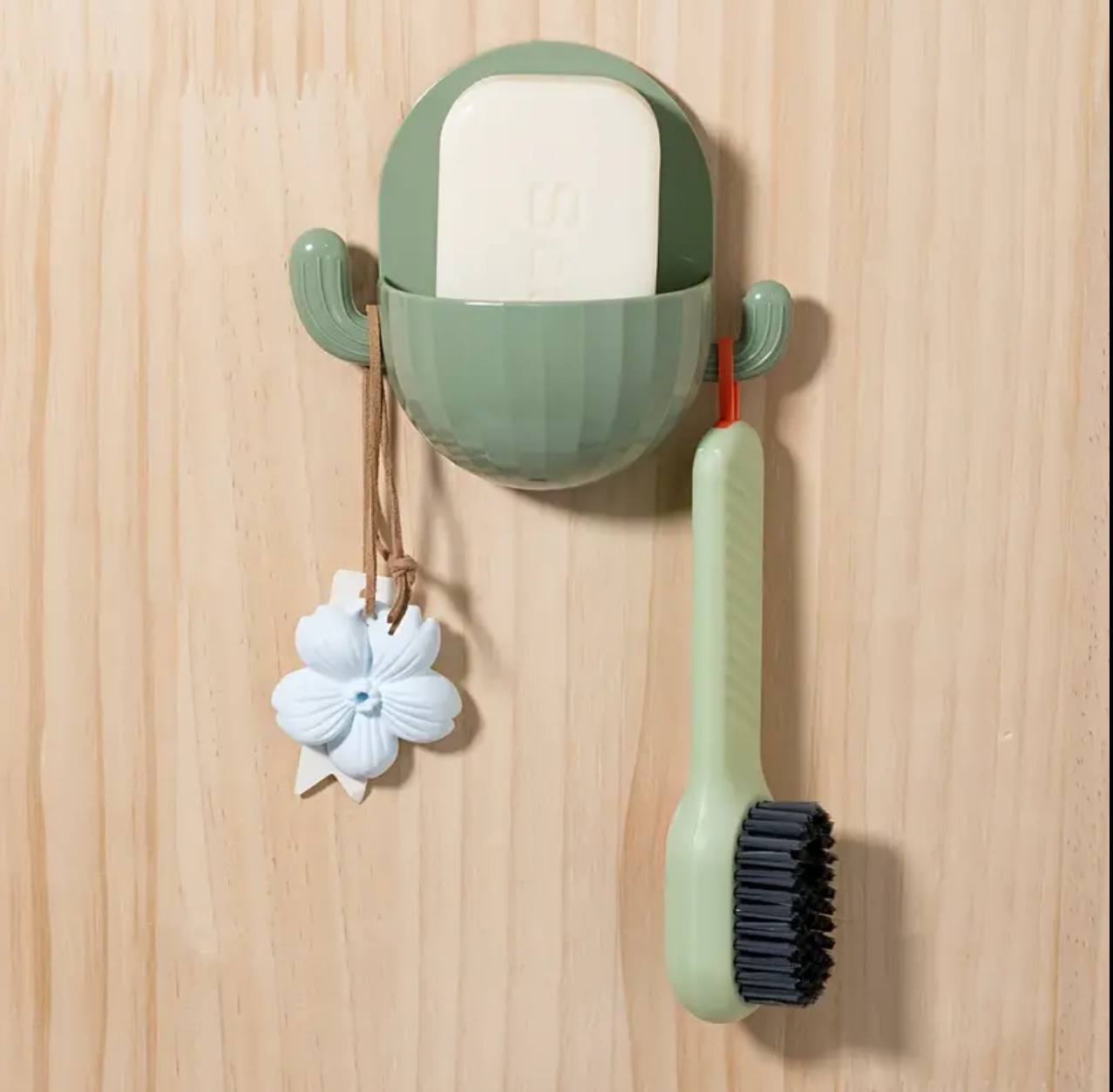 Wall Mounted Bathroom Container Holder with Hooks