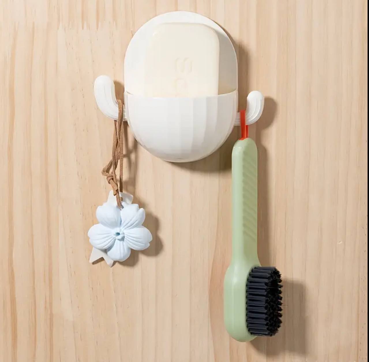 Wall Mounted Bathroom Container Holder with Hooks