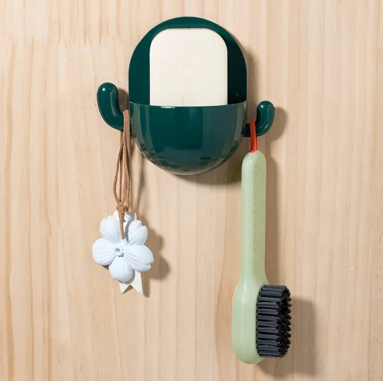 Wall Mounted Bathroom Container Holder with Hooks