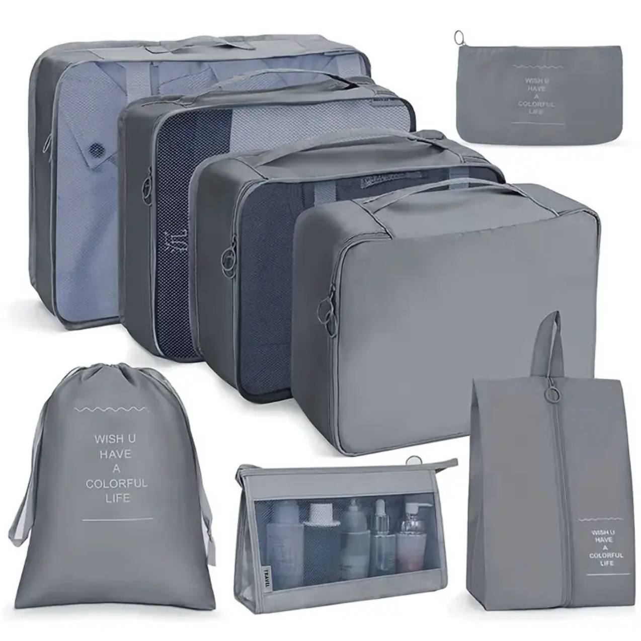 *8pcs Luggage Travel Organizers For Suitcase With Toiletry Case