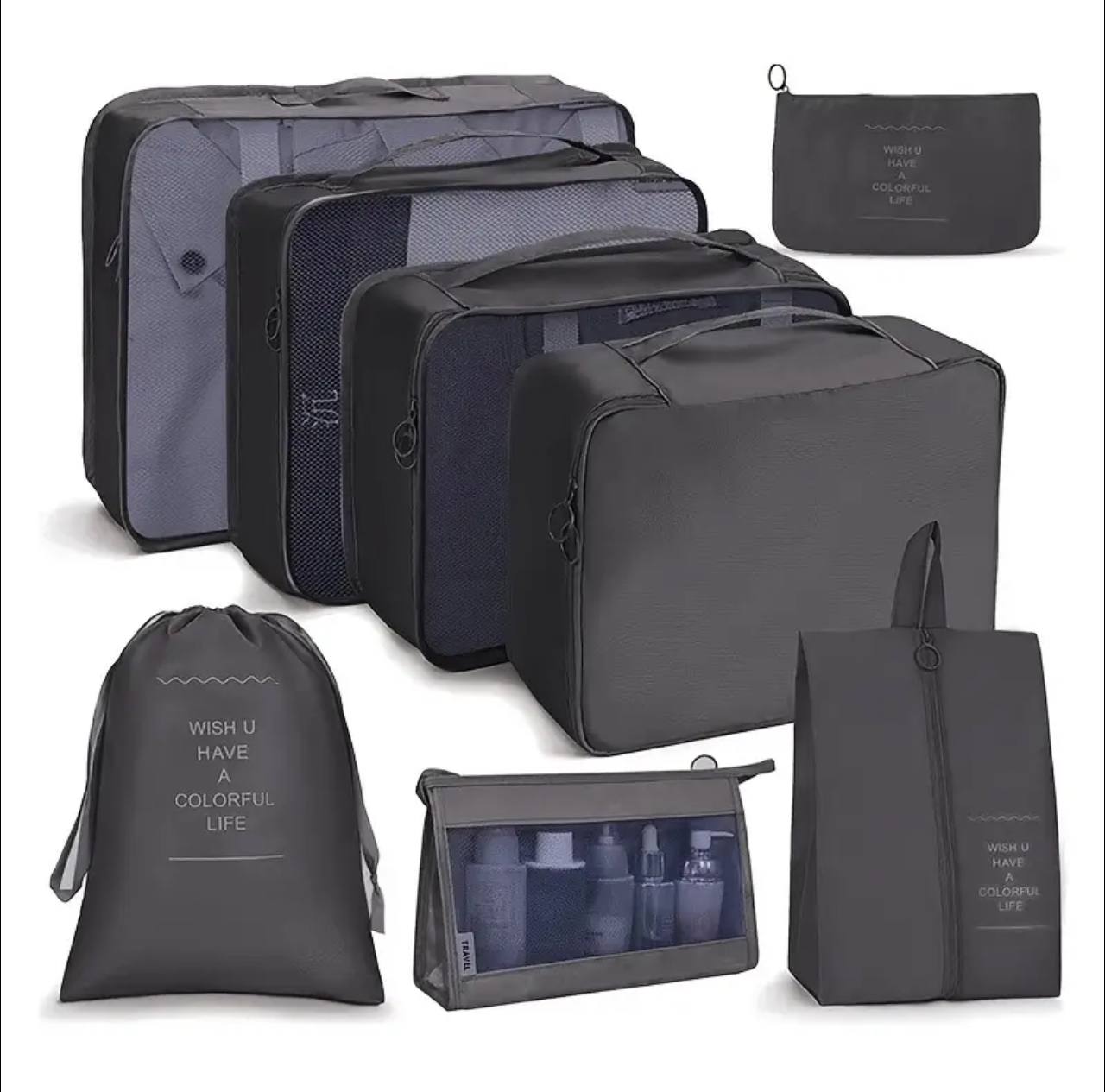 *8pcs Luggage Travel Organizers For Suitcase With Toiletry Case
