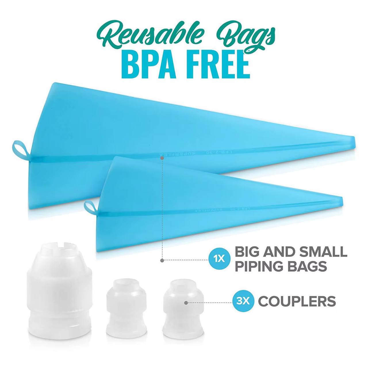 piping bag with mettalic nozzles