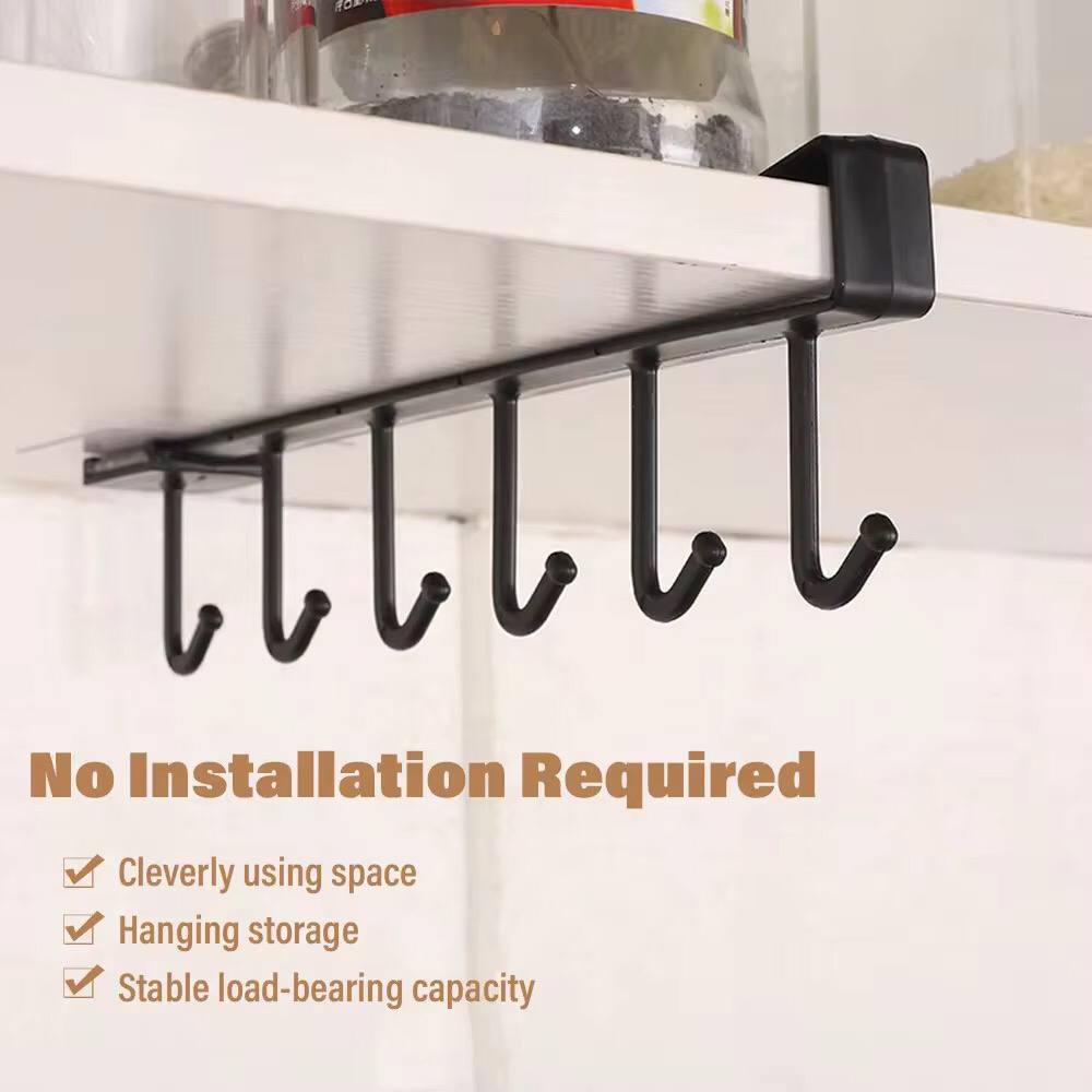 Under the shelf (multi~purpose) hooks 6 slot Metallic