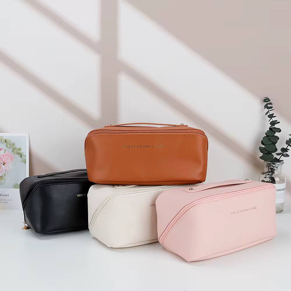 Large Cosmetic Bag For Women Pu Leather Make Up Pouch Portable Washbag