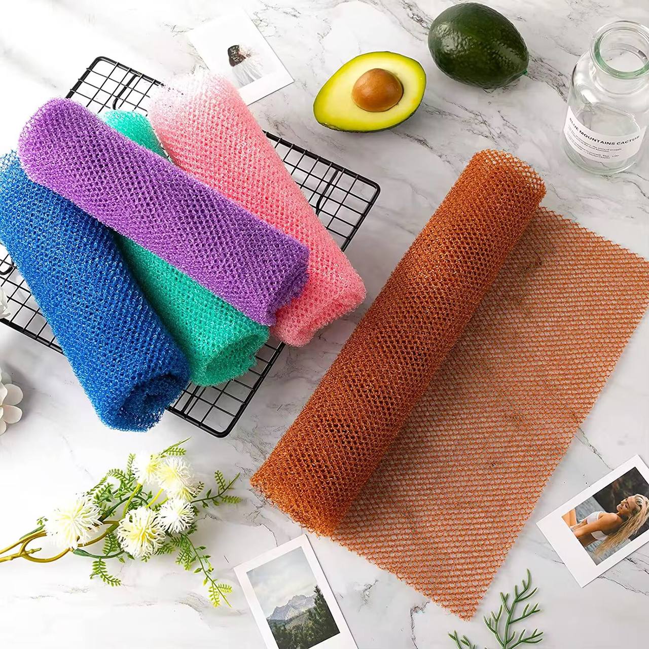 Exfoliating net bath sponge