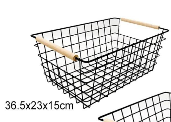 Metal Wire Storage Basket With Handle