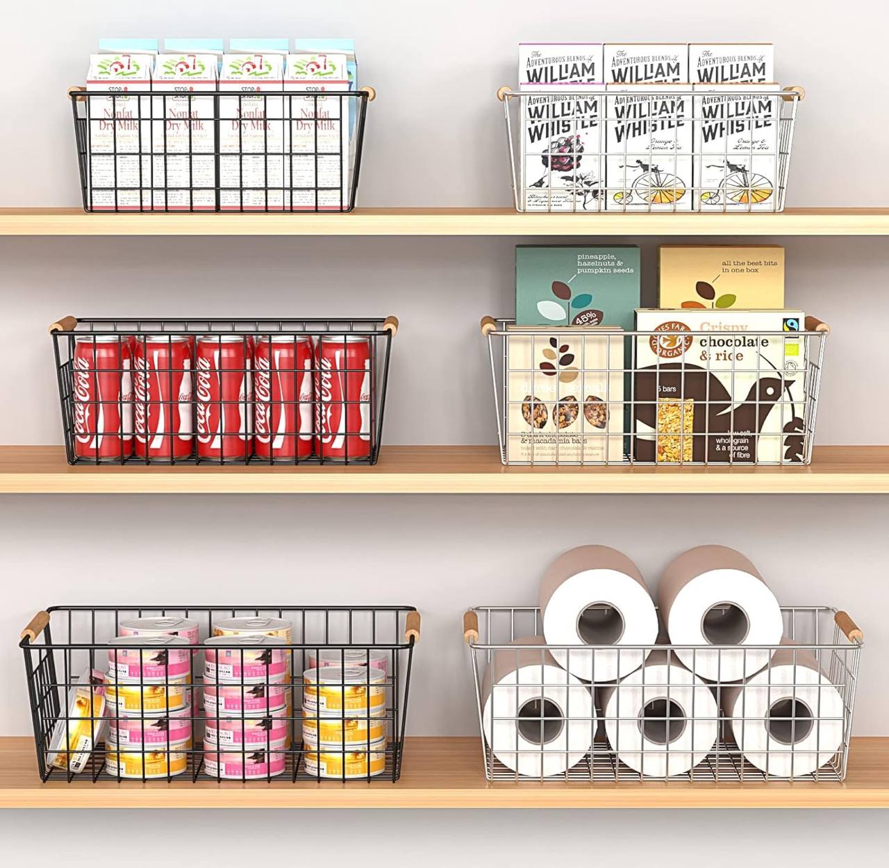 Metal Wire Storage Basket With Handle
