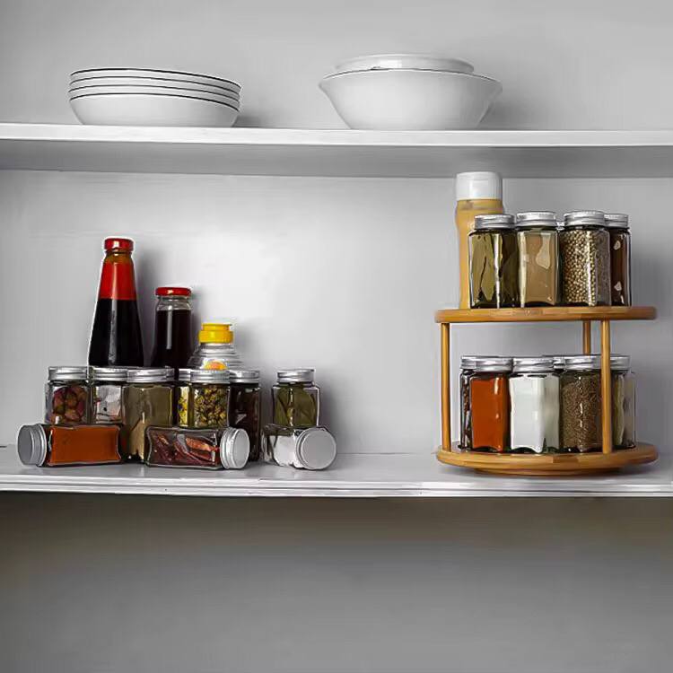 Bamboo rotating spice rack