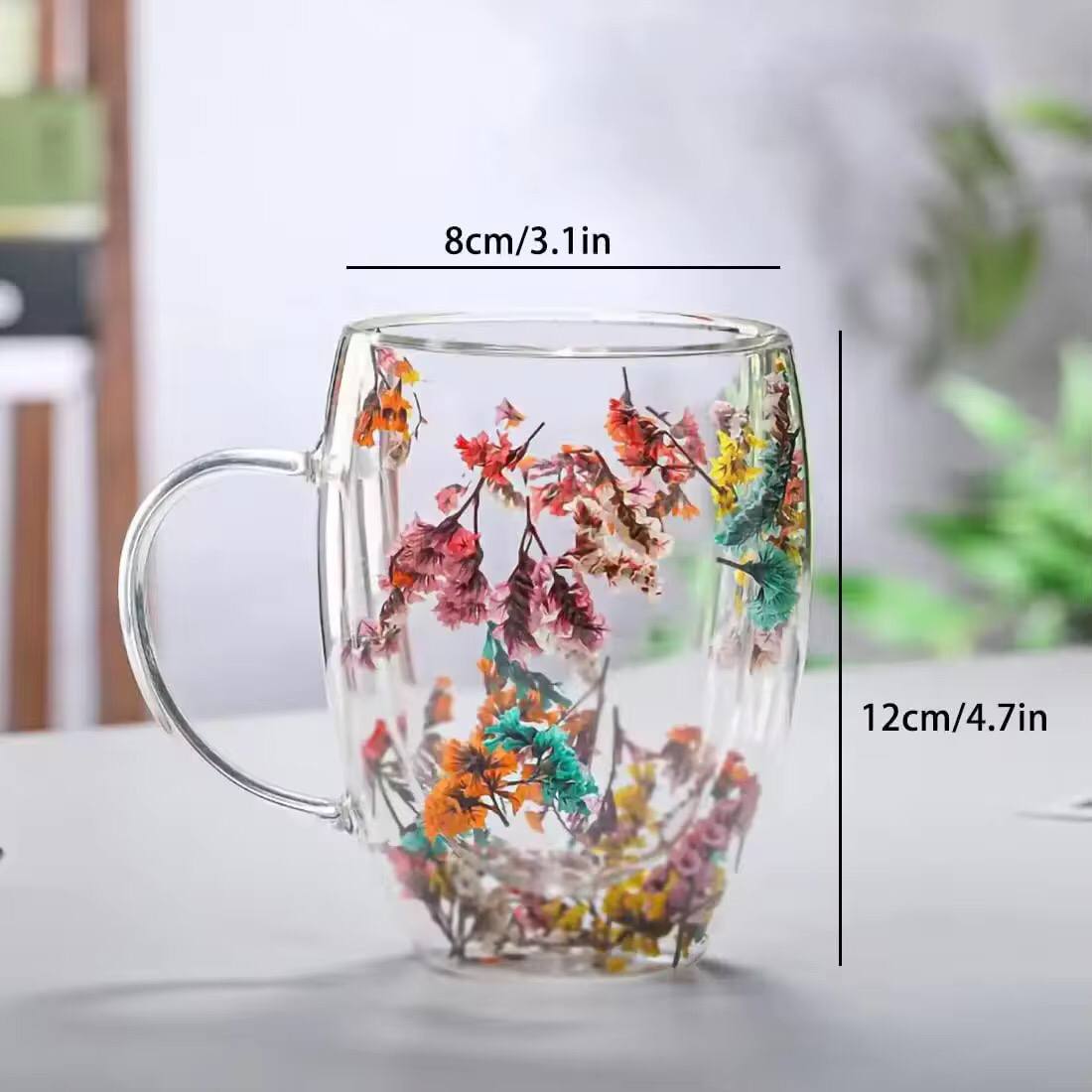 Real Flowers between unbreakable double wall 250ml acrylic cup
