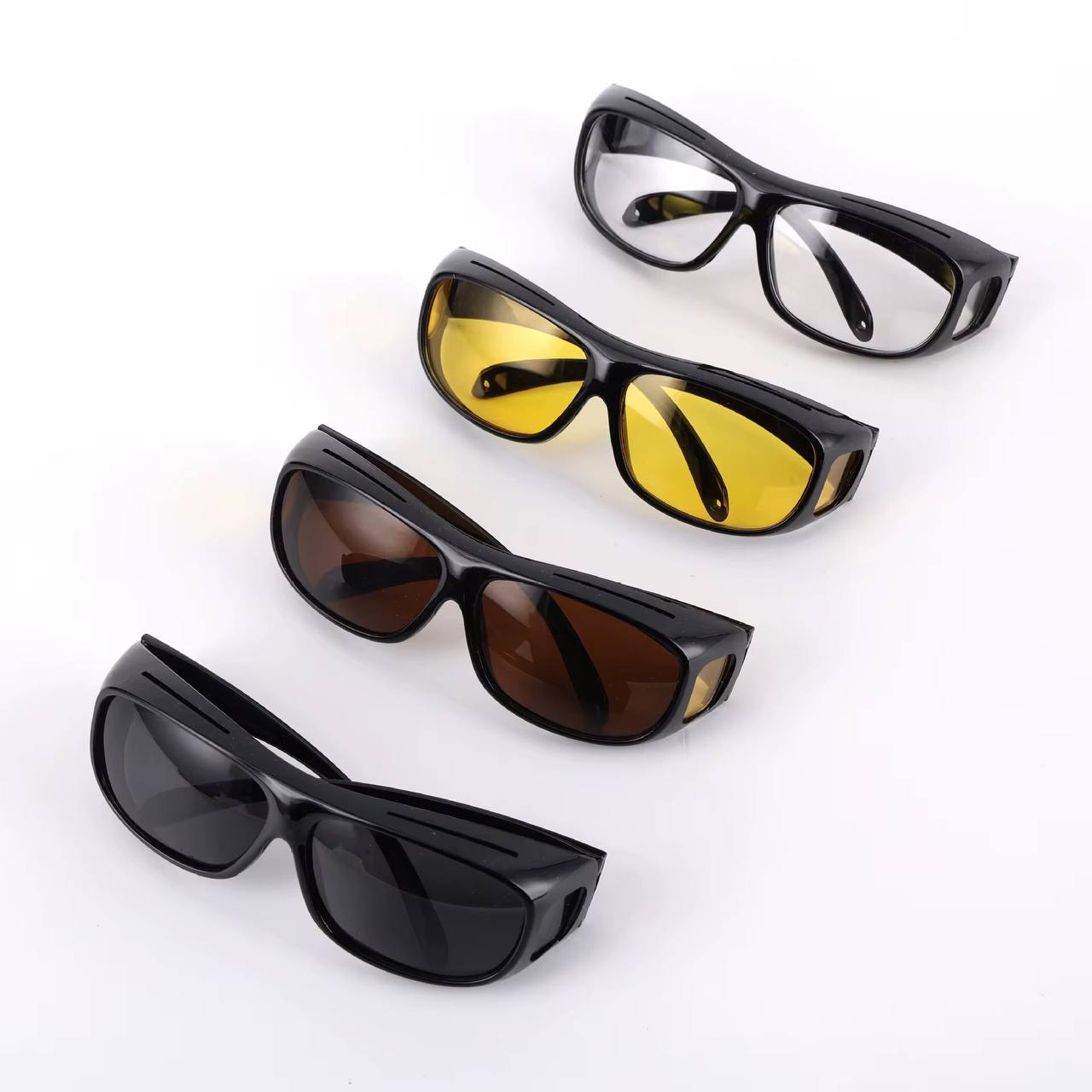 2pcs set dark & coloured Anti glare night vision driver Goggles