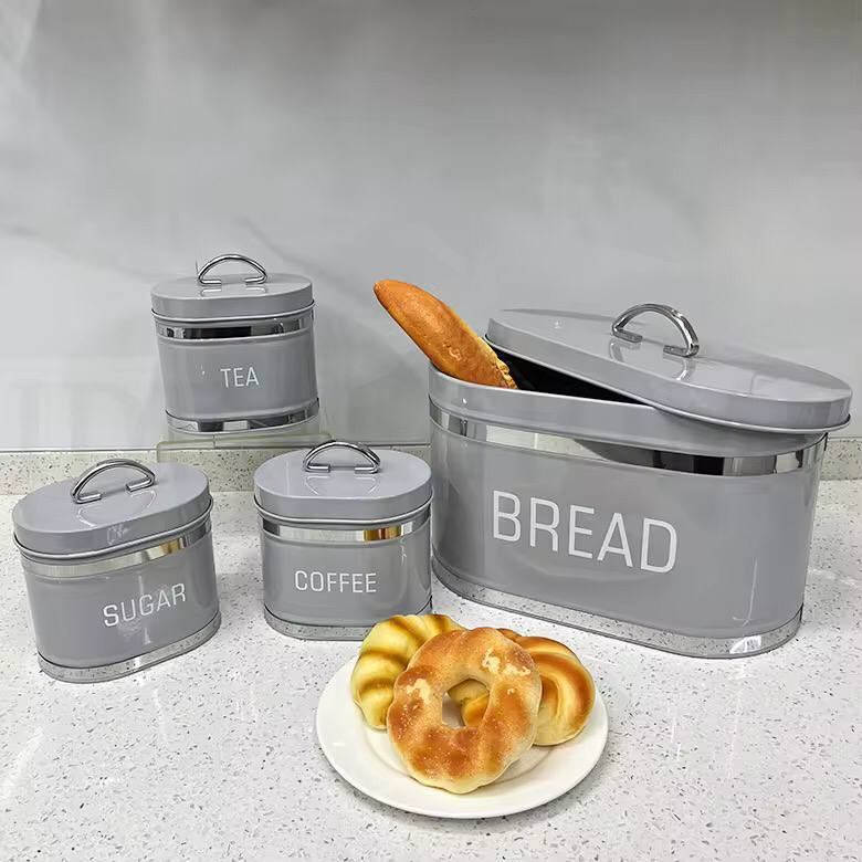 Galvanized metallic Ribbon Bread bin