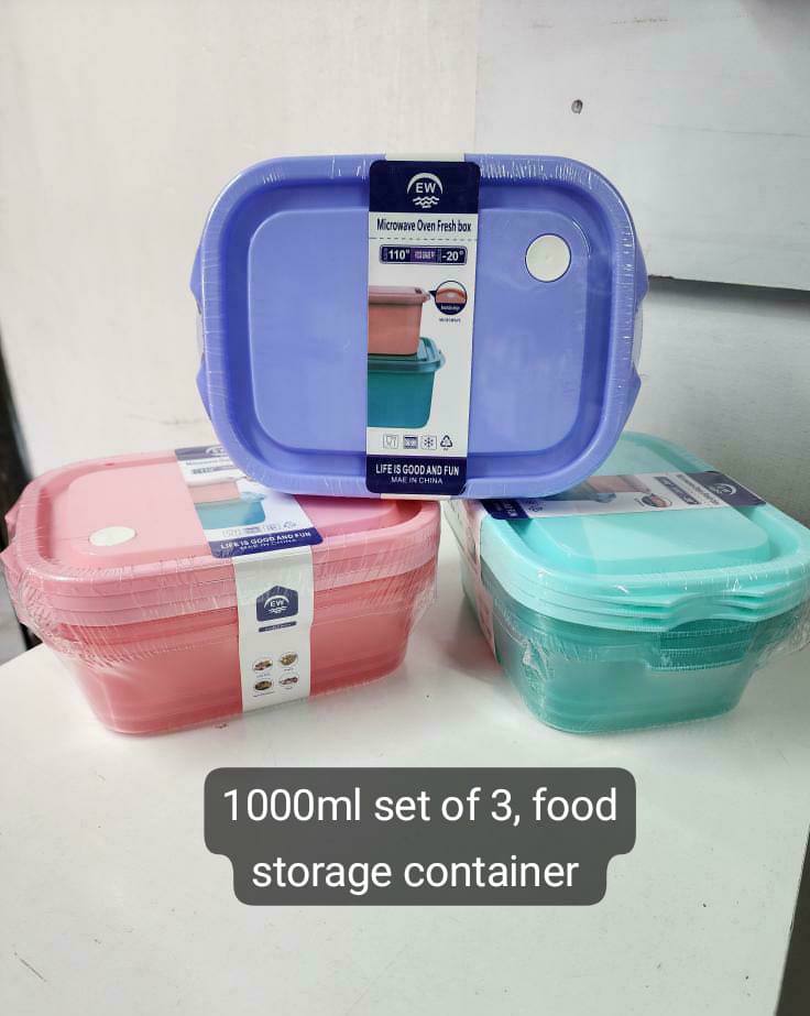 Set of 3 Food grade plastic food container, food storage container