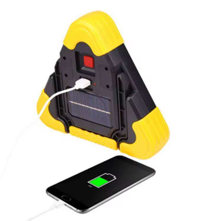 Battery powered 3 mode triangle warning light stand