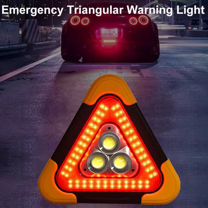 Battery powered 3 mode triangle warning light stand