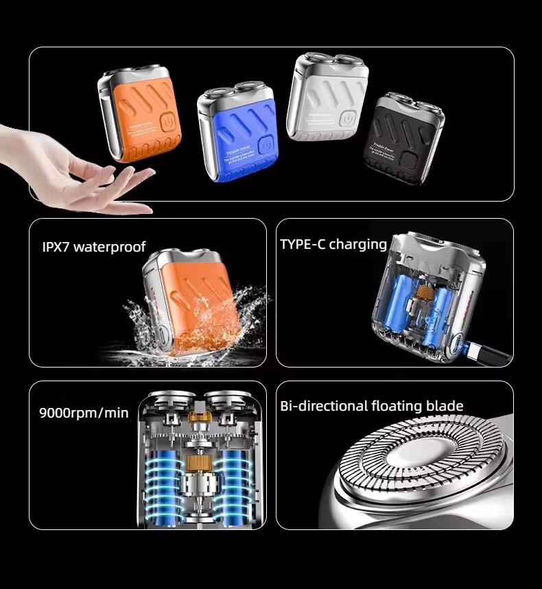 Portable rechargeable High power Duo ring magnetic blade mini shaver YR-188 .
