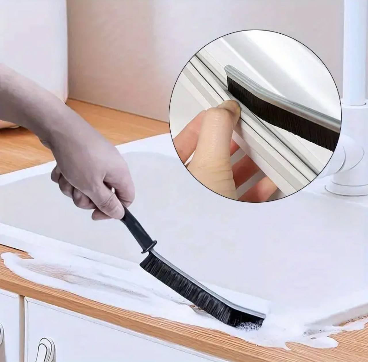 2 piece cleaning hard bristled crevice brush .