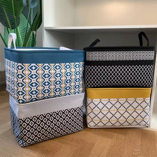 Large closet basket storage organized.