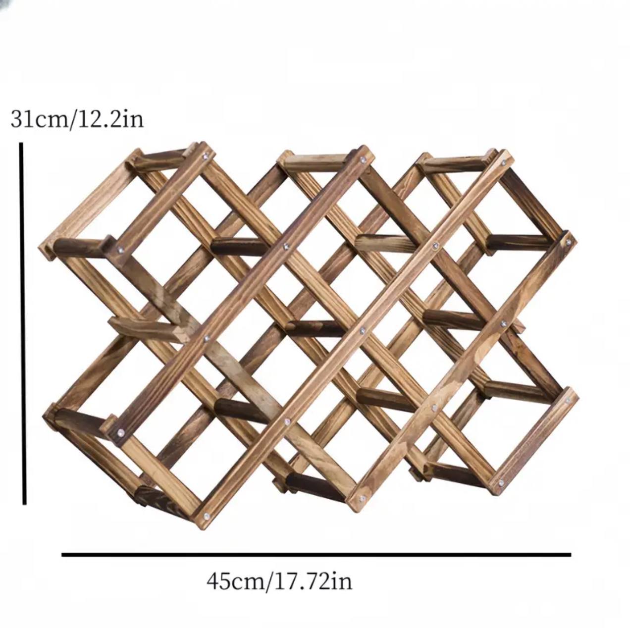 Foldable 10 Slot wooden wine bottle rack