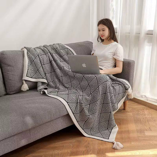 Bohemian knitted throw blankets .