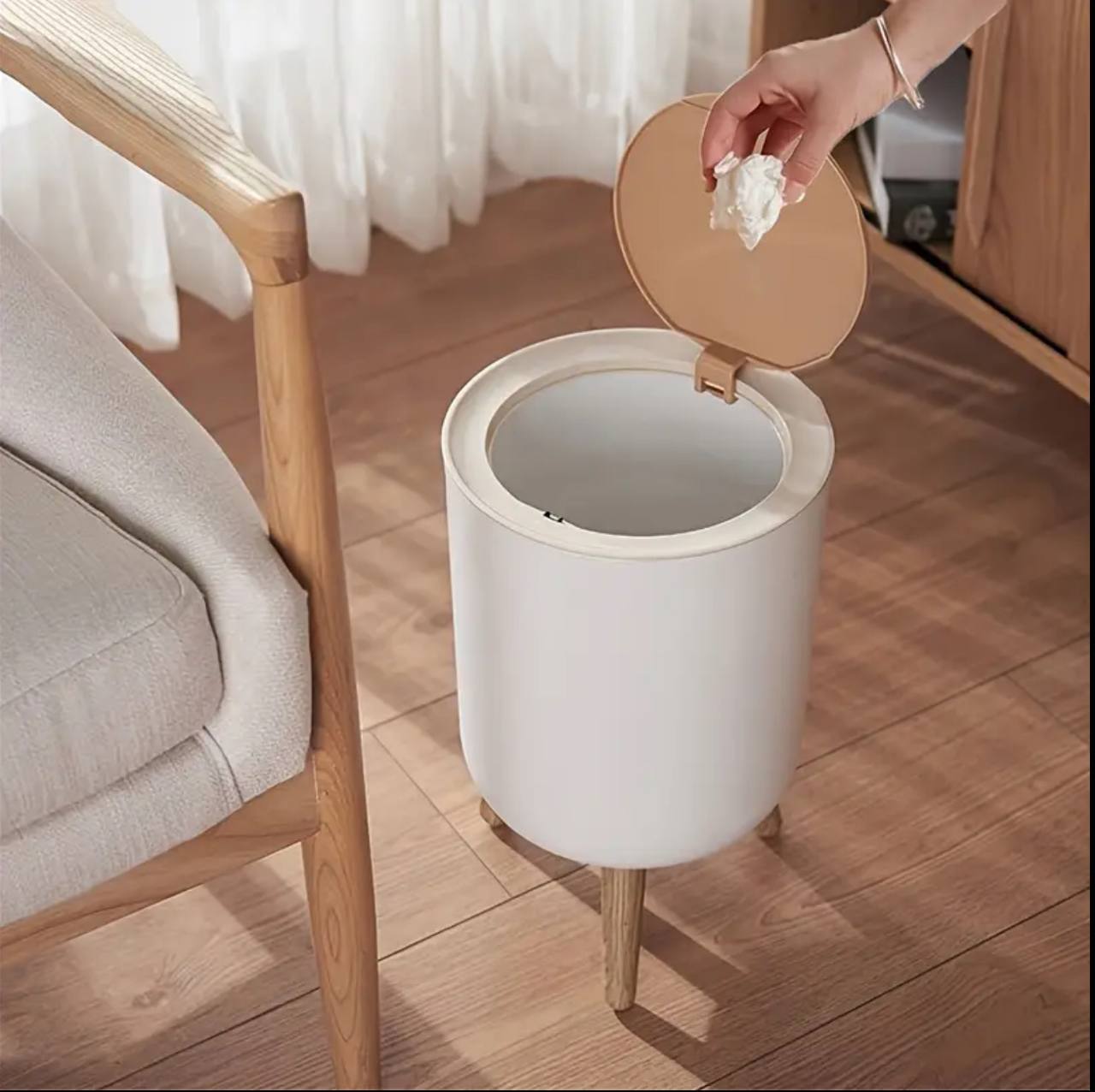 Nordic Style  dustbin with Wood Grain Cover