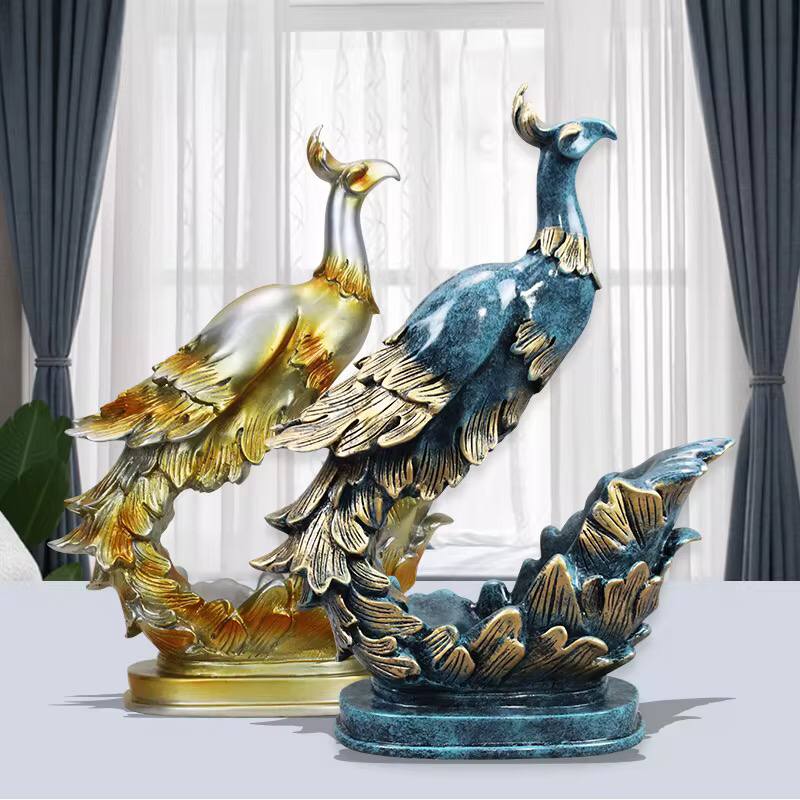 GOLDEN BLUE PEACOCK WINE BOTTLE HOLDER