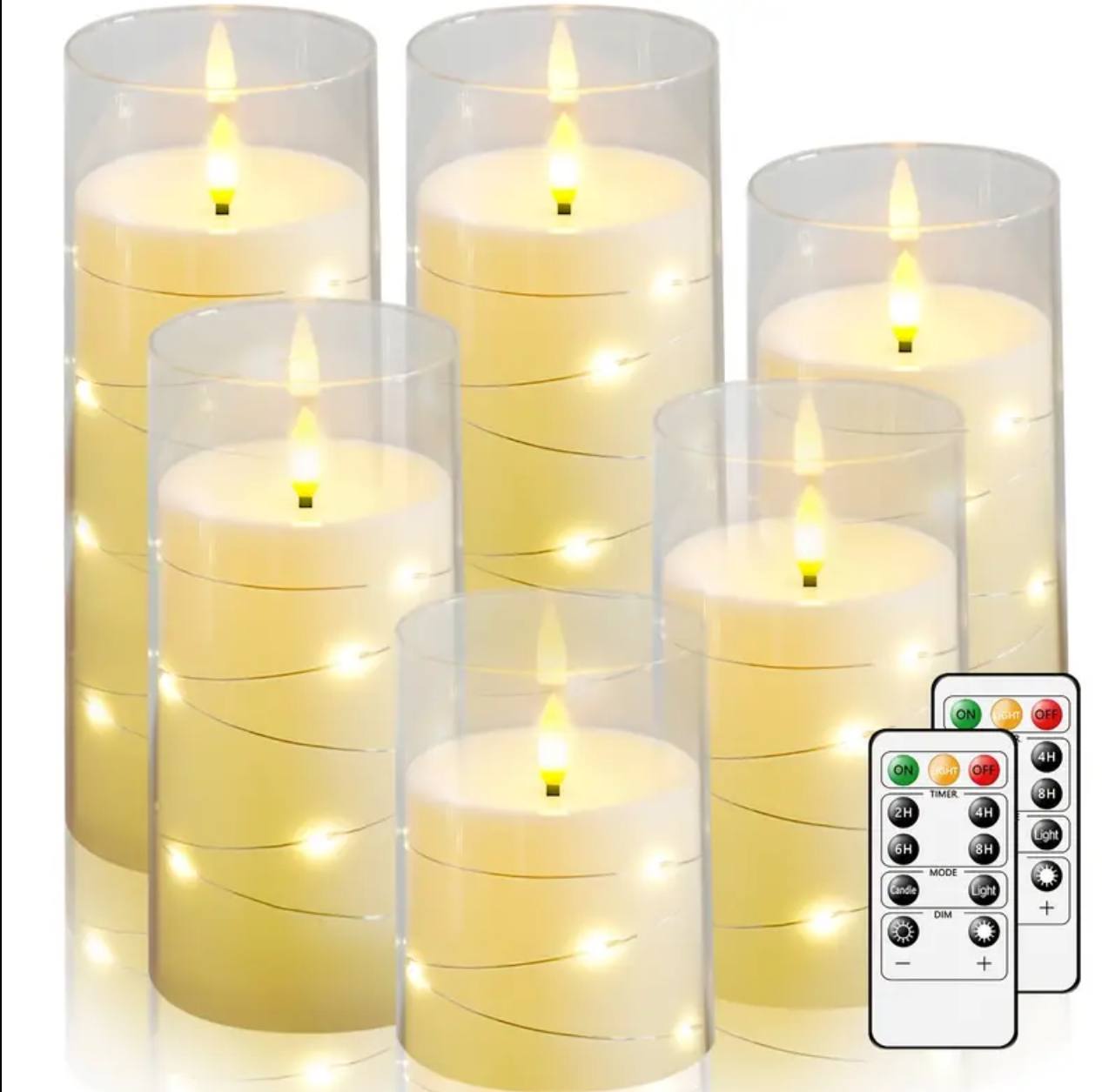 5pcs Acrylic flameless LED candles with string light