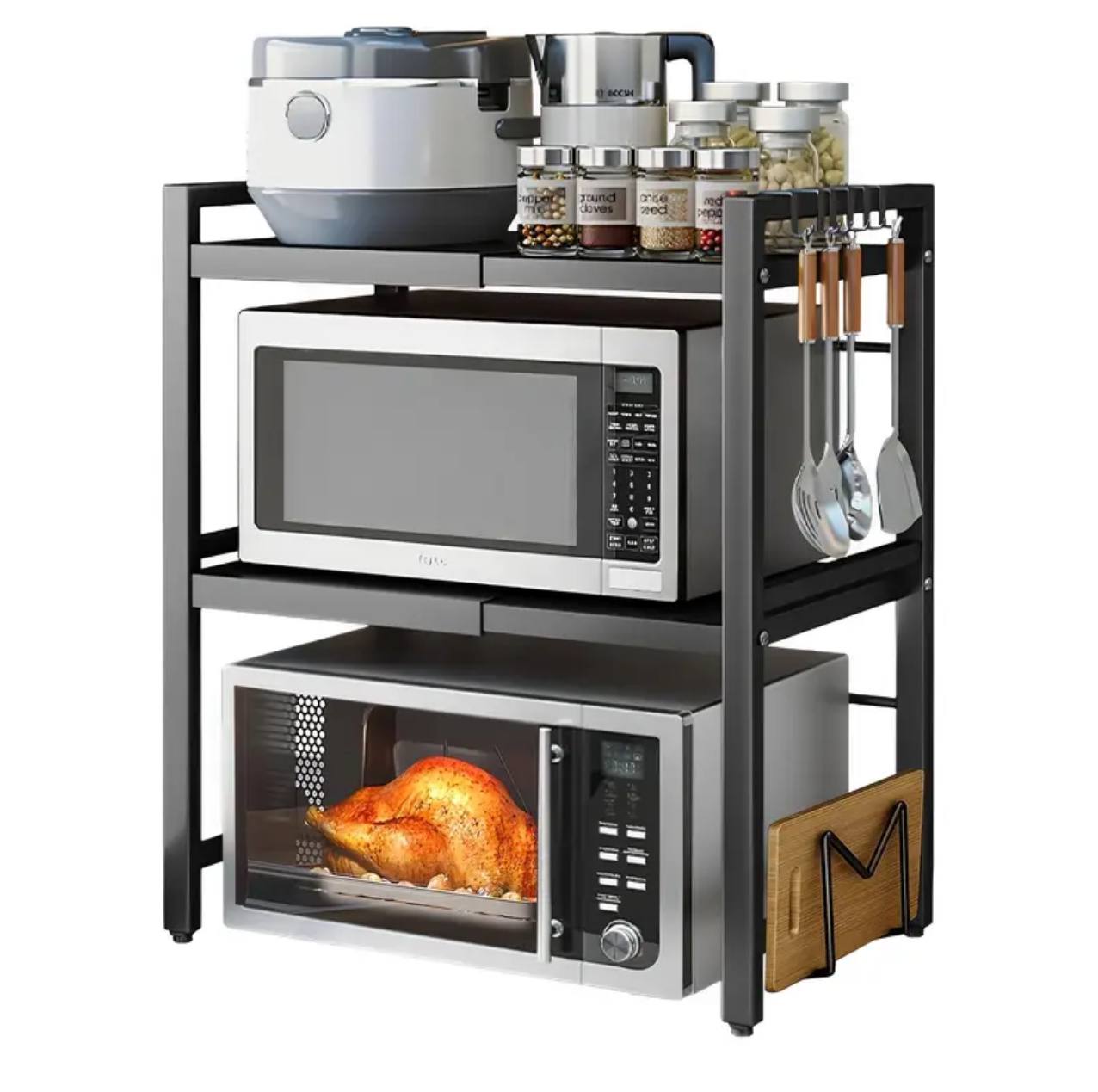 Double layer Heavy-duty Adjustable Microwave Stand