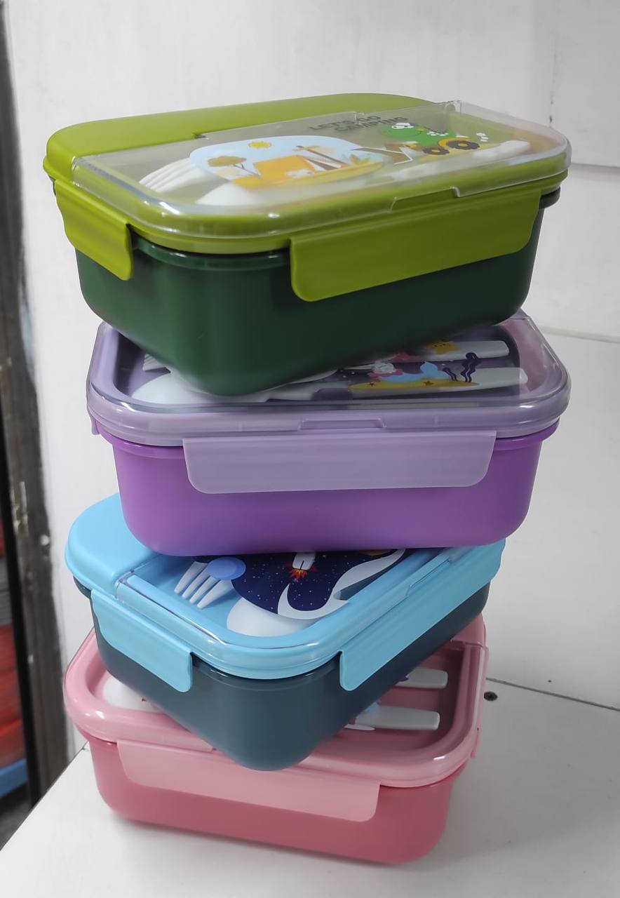 3 Compartment Lunch Box for Kids, Big Lunch Box with Spoon and Fork