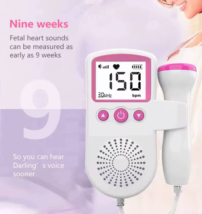 Doppler fetal portable pregnancy baby heart rate monitor