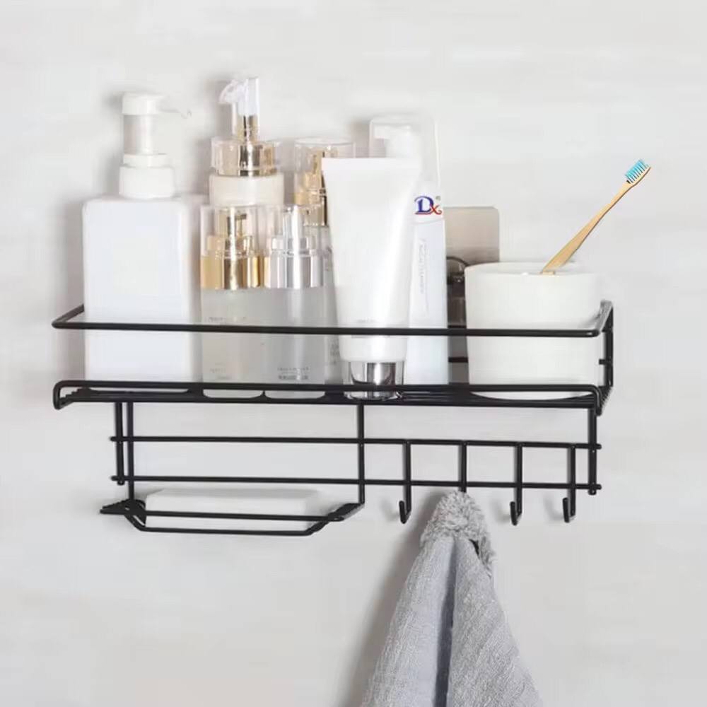 Heavy duty rectangular Self-Adhesive bathroom rack